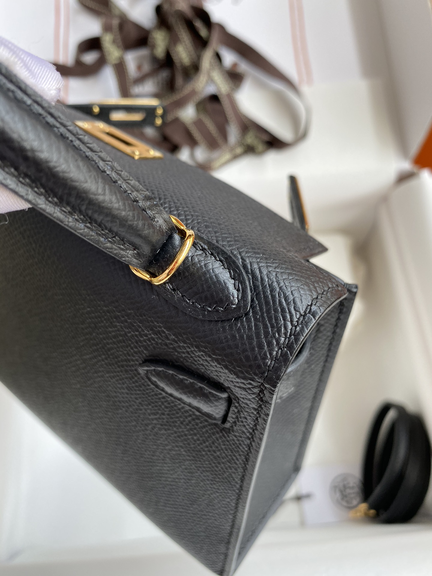 Hermes Kelly Mini II Bag 19CM In Black Epsom Leather